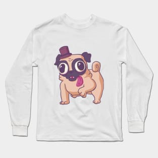 Cute Dumb Pug Dog With Hat Long Sleeve T-Shirt